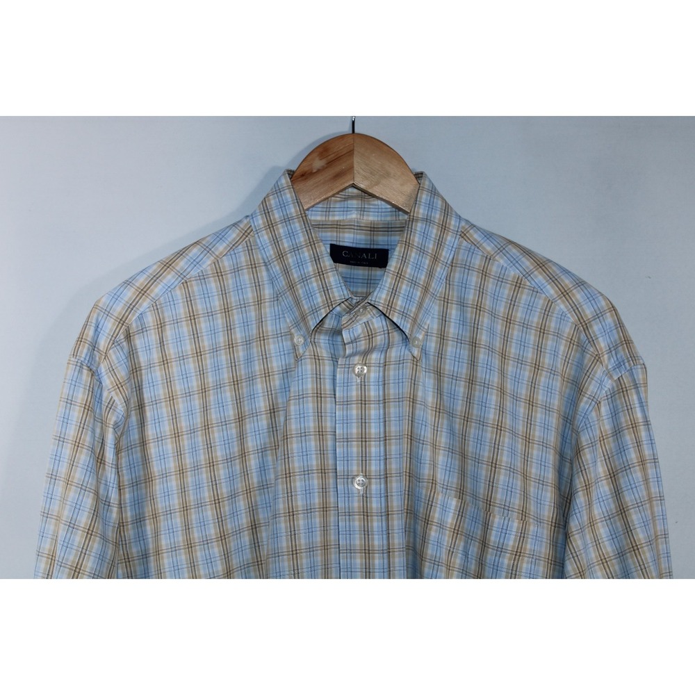 Canali Men's XL Multicolor Plaid Long Sleeve Dress Shirt - Picture 2 of 13
